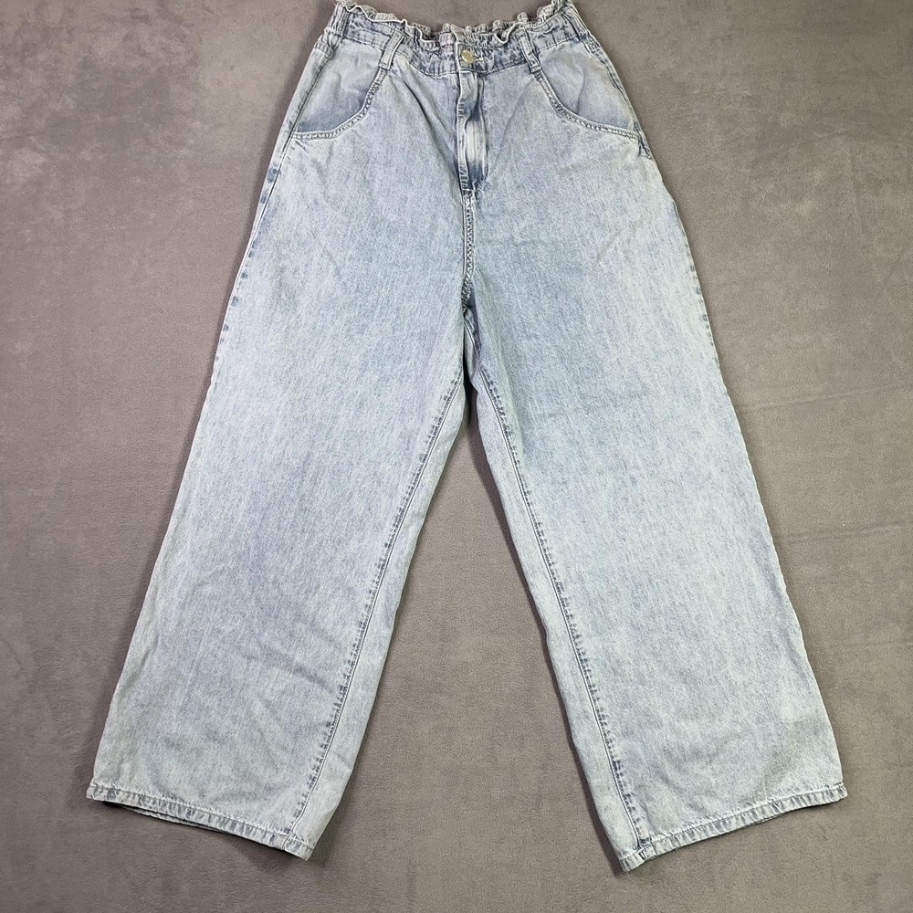 BLANKNYC Jeans High Rise Wide Leg Elastic Paperbag Waist Light Wash Size Medium